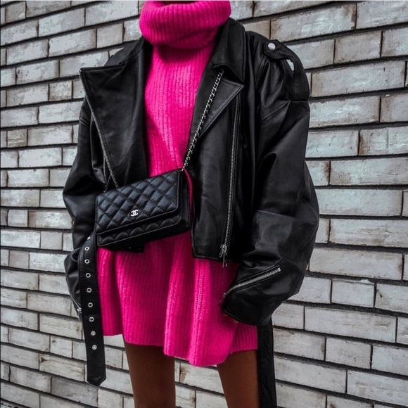 ZARA OVERSIZED NEON PINK SWEATER - Picture 4 of 5